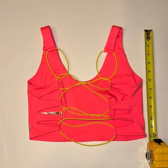 Free People Movement She’s Got Rhythm Crop Strappy Top “Flamingo Fizz” EUC XS - Picture 2 of 4